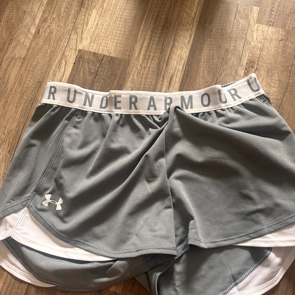 Under Armour Gray and White Athletic Performance Shorts